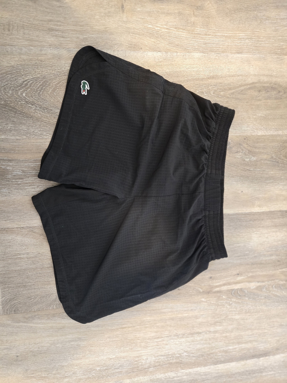 Lacoste Black Tennis Shorts with Green Croc Logo